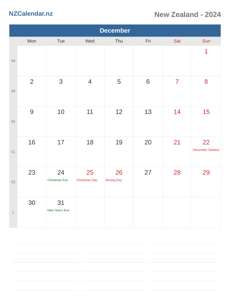 Calendar 2024 December