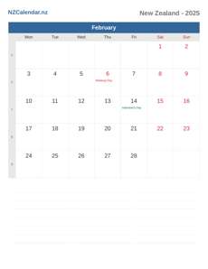 Calendar 2025 February