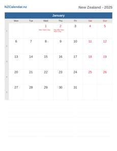 Calendar 2025 January