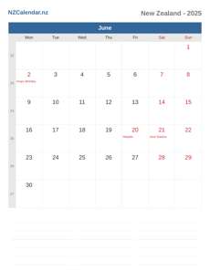 Calendar 2025 June