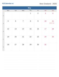 Calendar 2025 May