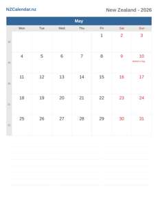 Calendar 2026 May