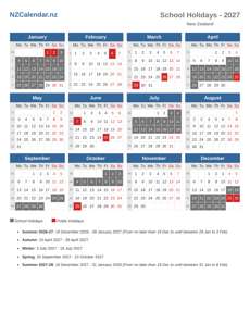 School Holidays 2027
